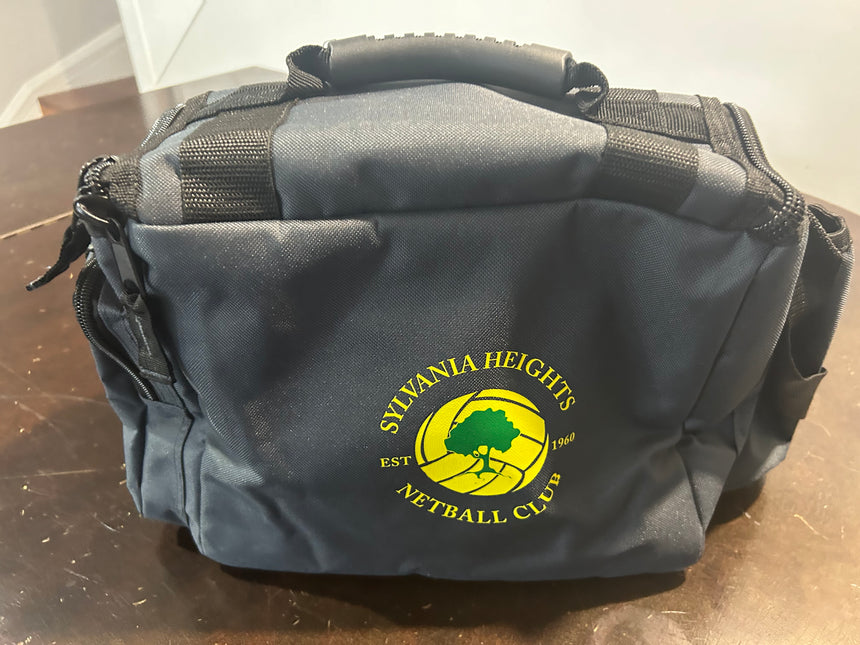 SHNC branded cooler bag with zip closure and handles