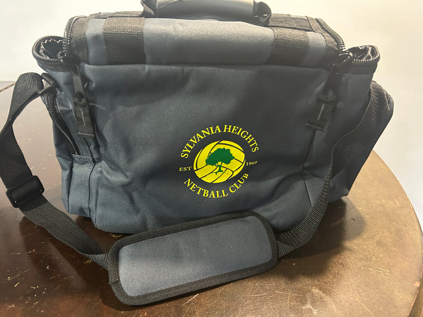 SHNC branded cooler bag with zip closure and handles